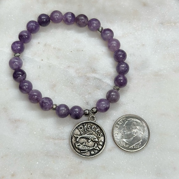 Lepidolite Bracelet - Pisces ♓️ Zodiac Bracelet - Picture 2 of 5